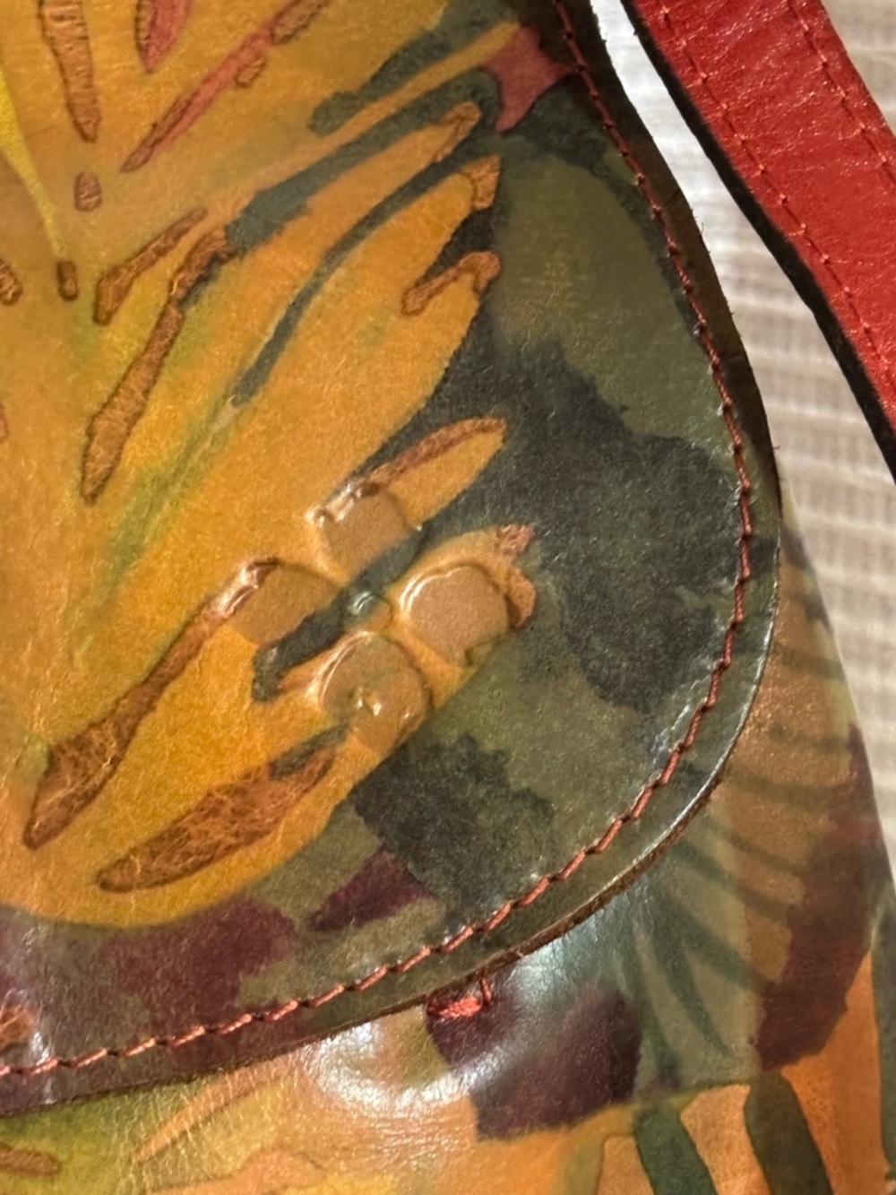 ✨ Patricia Nash Leather Crossbody Floral Leaf Print / Boho Luxe✨ - Picture 15 of 16